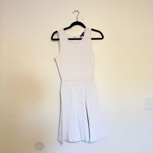 Pink Tartan | White Ribbed Sleeveless Mini Dress